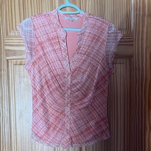 Chic Coral Patterned Women's Blouse